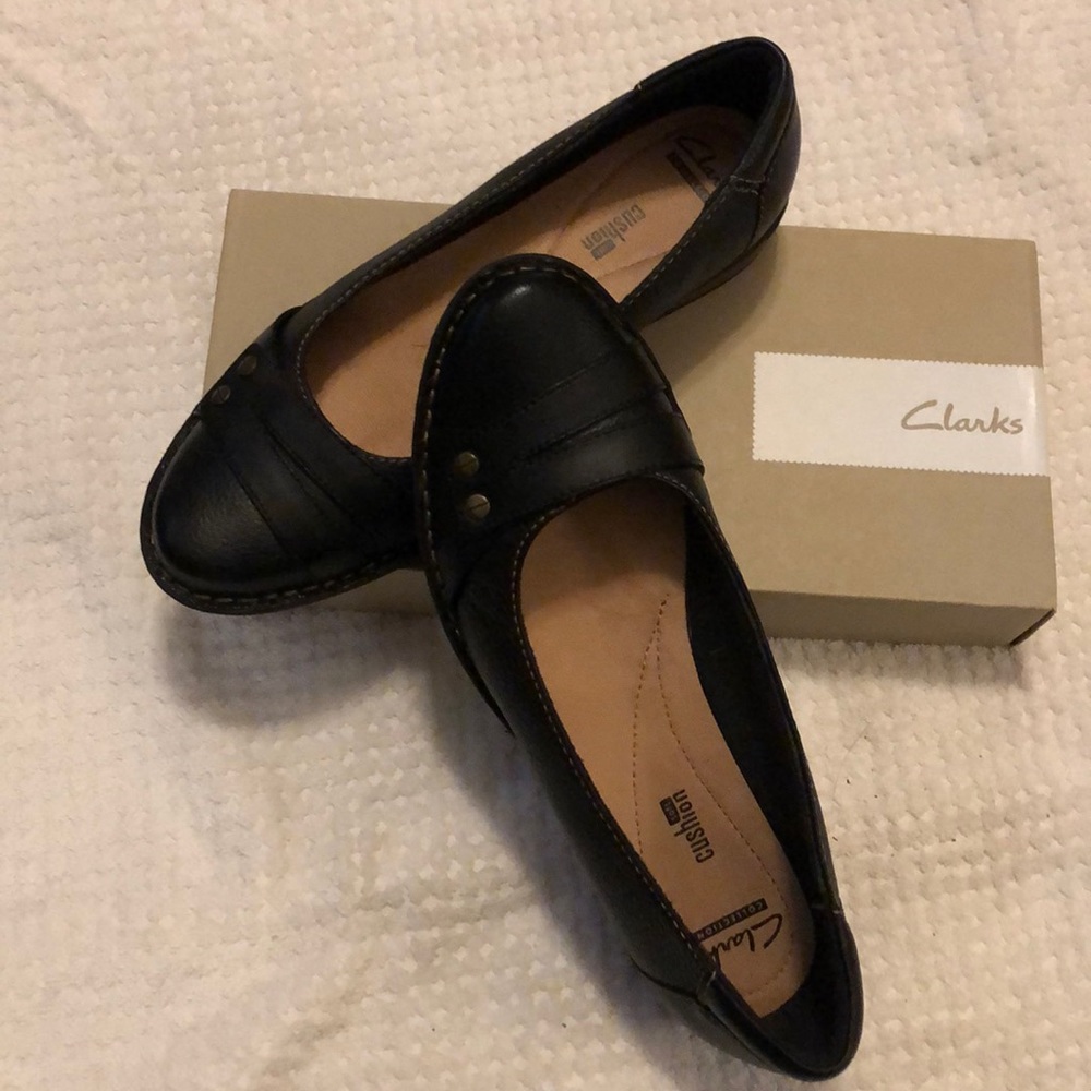Clarks black ballet flats - worn once